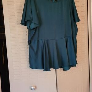 Green satin blouse